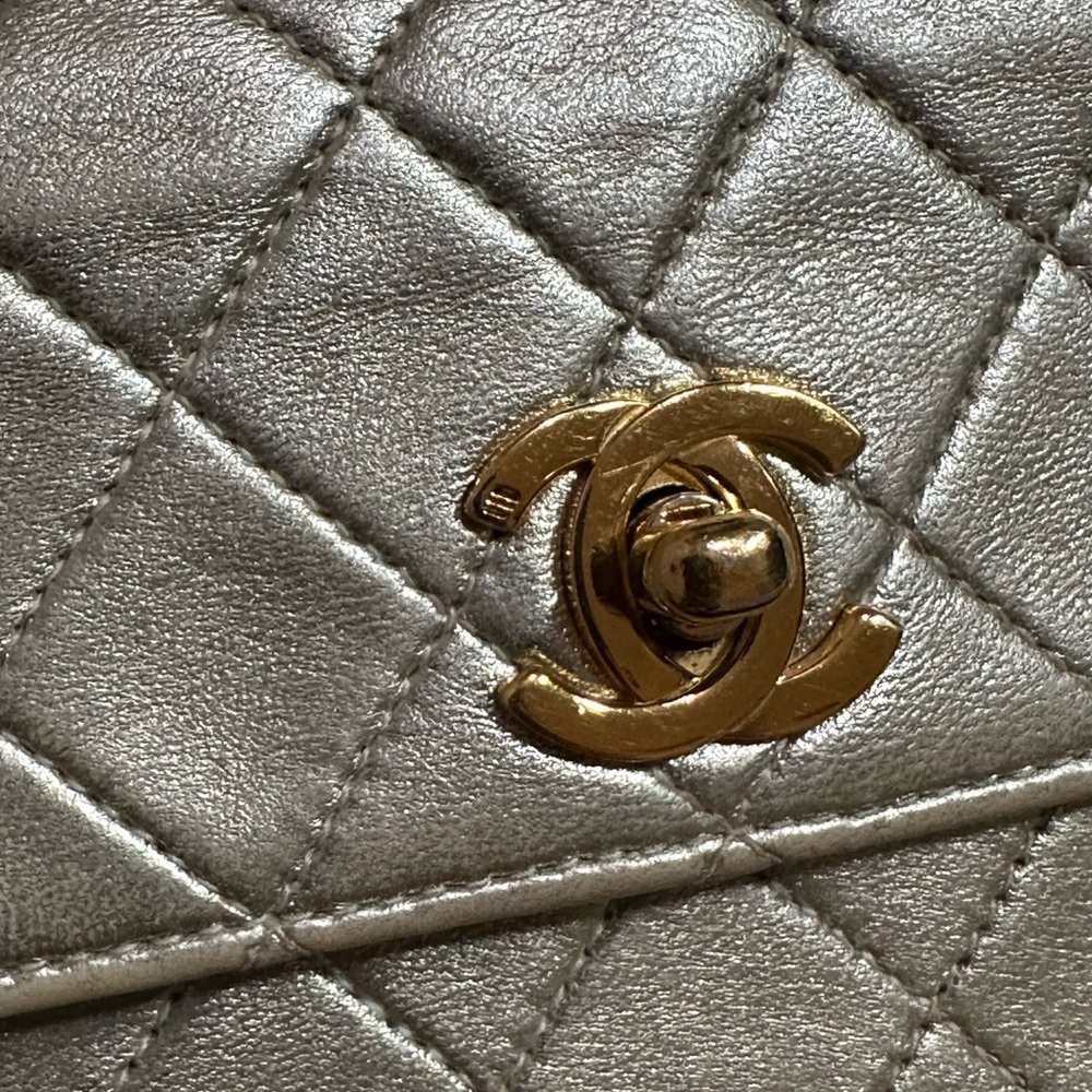 Vintage Chanel mini CF Flag WOC Gold Wallet waist bag clutch 3 in 1 - Picture 4 of 15